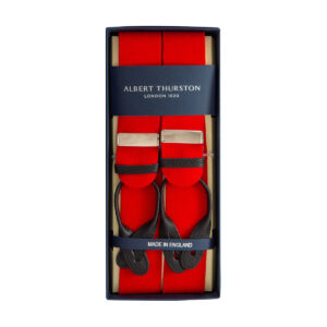 Albert Thurston Braces - Red Boxcloth - Black Running Leather