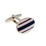 Gentlemen's Stripe Navy Blue & Pink Cufflinks - Image 2