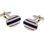 Gentlemen's Stripe Navy Blue & Pink Cufflinks