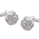 Solid Silver Classic Ribbon Weave Knot Cufflinks