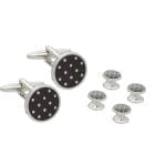 Black Polka Dot Cufflink and Dress Stud Set