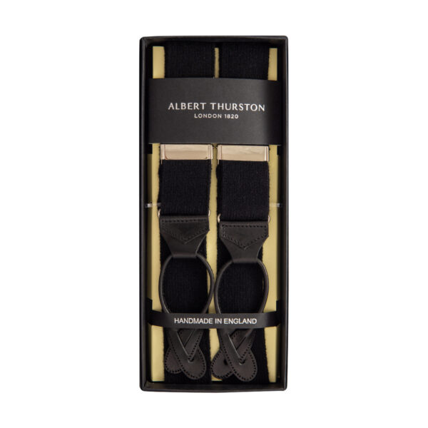 Albert Thurston Black Cashmere Braces - Todd & Duncan cashmere, woven by Scott & Charters. With Black Leather.