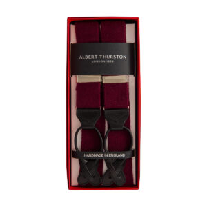 Albert Thurston Maroon Cashmere Braces - Todd & Duncan cashmere, woven by Scott & Charters. With Black Leather.