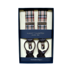 Albert Thurston Wool Mix Tartan Braces with Double End Nickel and Leather