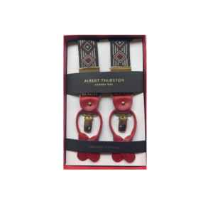 Albert Thurston Dual End Retro Elastic Red Leather Braces