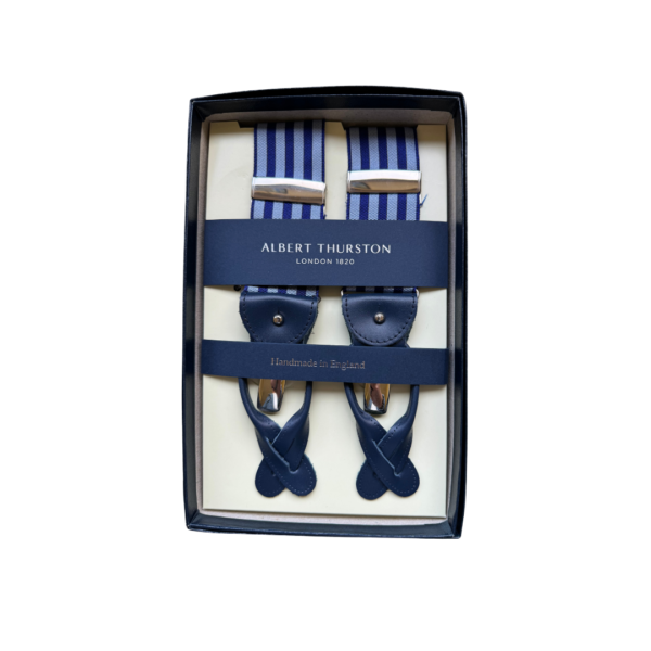 Albert Thurston Barathea Sky & Royal Blue Stripe Dual End Braces